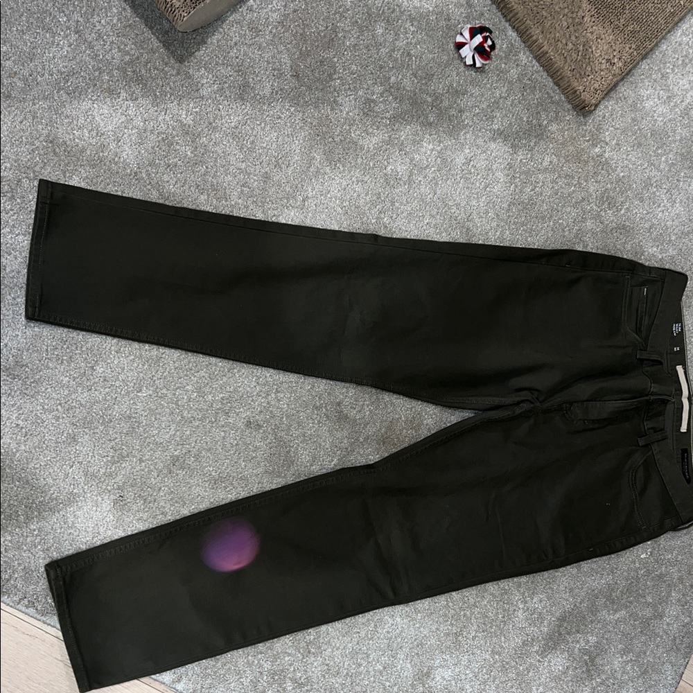 Olive Green Straight-Leg Pants
